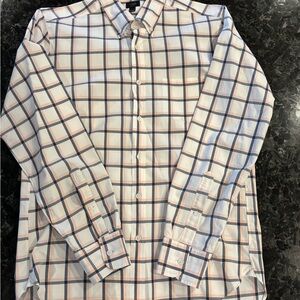 J. Crew Men's Plaid Shirt - Blue, White, and Red